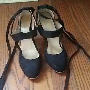 Black Suede Strappy Pumps